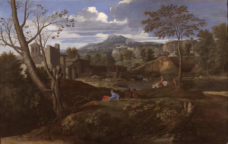 Nicolas Poussin Landscape with Three Men (mk08) oil painting image
